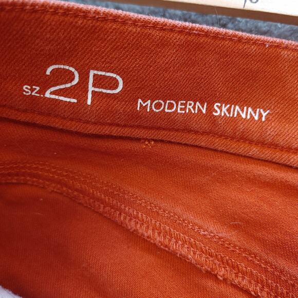 LOFT 2p 2 Petite Dark Blood Orange Red Modern Skinny Jeans Cotton - Picture 7 of 11